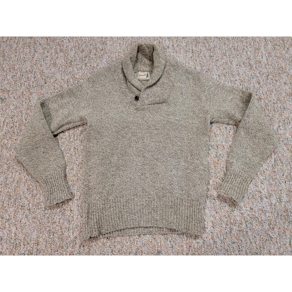 Sears Fieldmaster Sweater Mens Medium Oatmeal Vintage Shawl Neck Pullover Knit